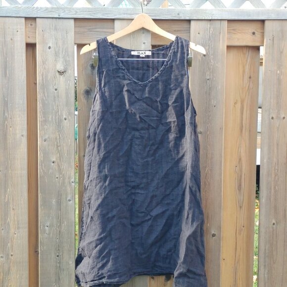 FLAX Striped Tunic Dress Women's Size M 100% Linen - Picture 1 of 5